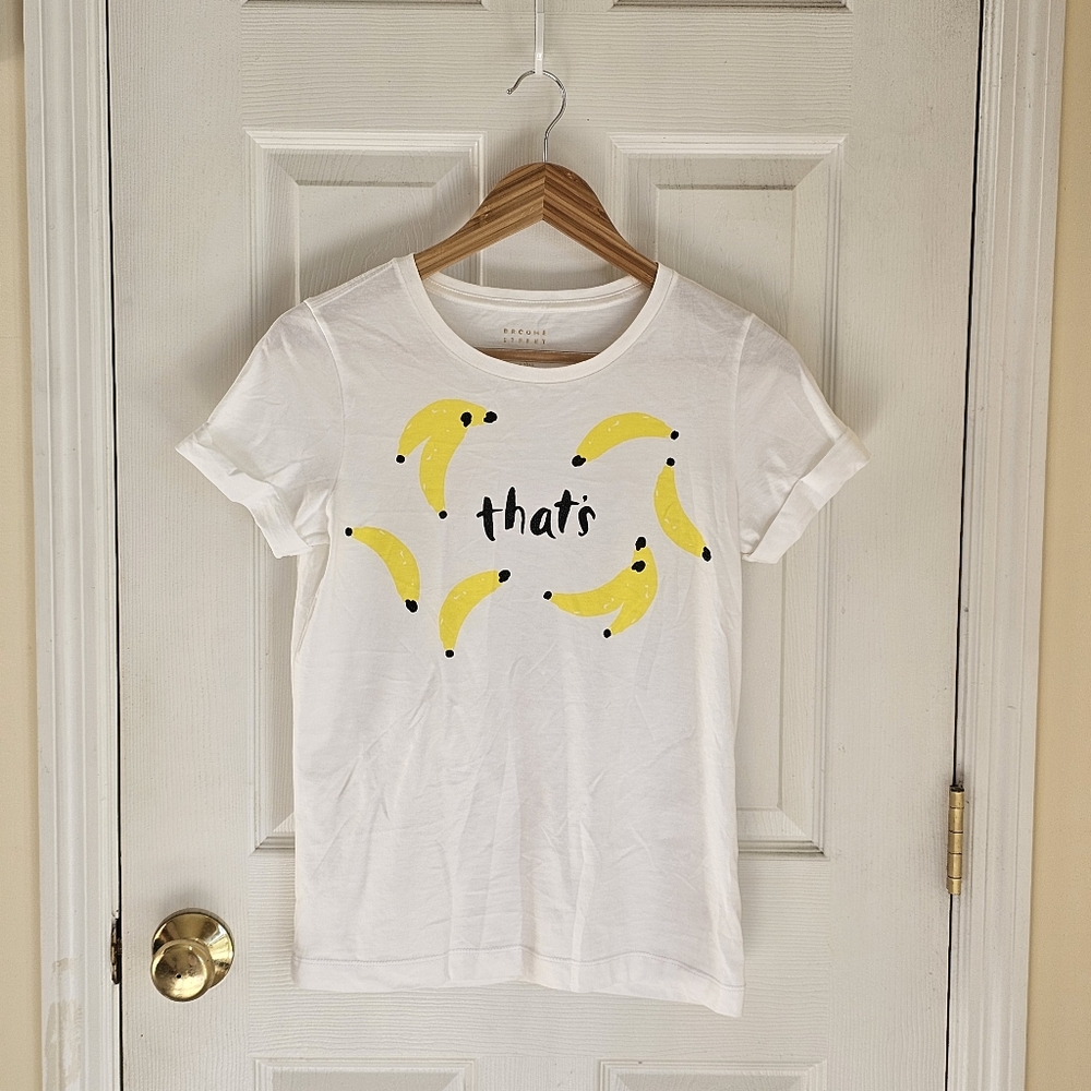 NWT Kate Spade Broome Street That's Bananas Short Sleeve Cotton Tee Sz XXS